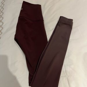LULU LEMON MAROON OMBRE HIGH WAISTED SIZE 4 LEGGINGS!